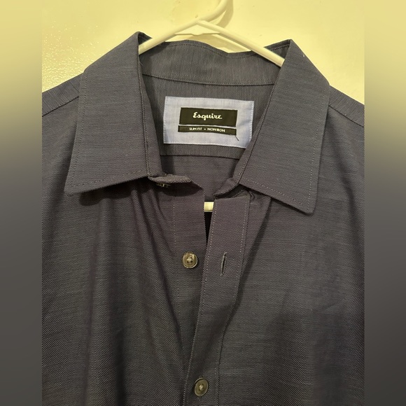Esquire | Men’s Suit Shirt | Button Down Shirt | Navy Blue - Picture 10 of 11